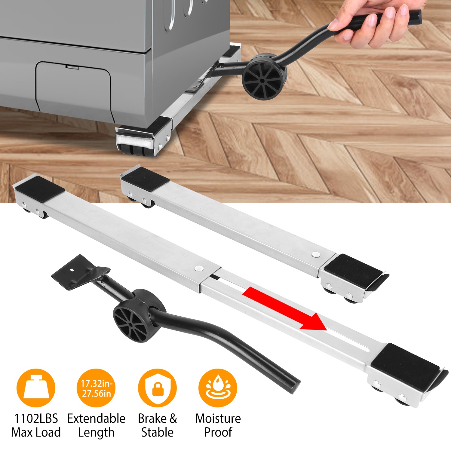 Furniture Dolly, iMountek Adjustable Mobile Roller, Heavy Duty Appliance  Furniture Rolling Base Stand with Brake Pry for Washing Machines,  Refrigerators, Dryers, Dishwashers and Heavy Objects 