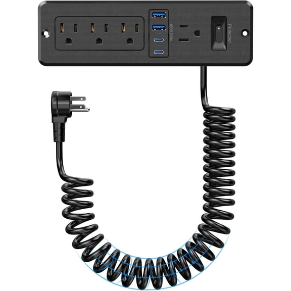 Furniture Drawer Outlet Kit, 65W USB C Recessed Power Strip with 4 Outlets & 4 USB Ports,Hidden Charging Station for Home Office 6 FT