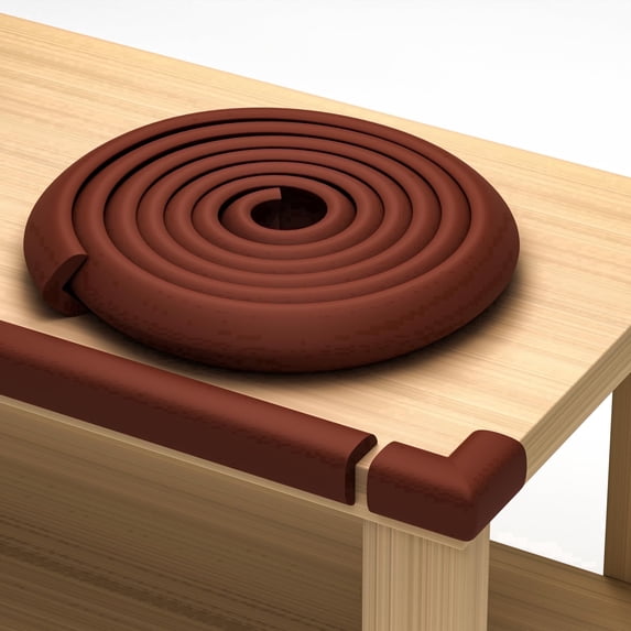 Komfortology Brown Foam Furniture Edge and Corner Guard Set, 15 ft