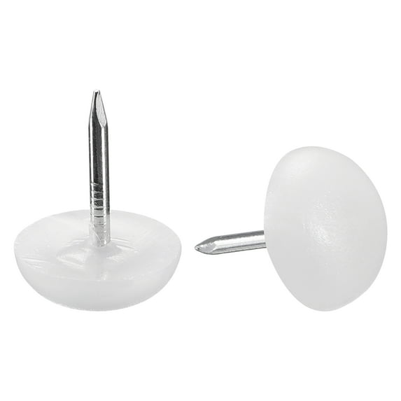 Furniture Feet Nail Chair Table Leg Protector Pad 14mm White Plastic 20pcs