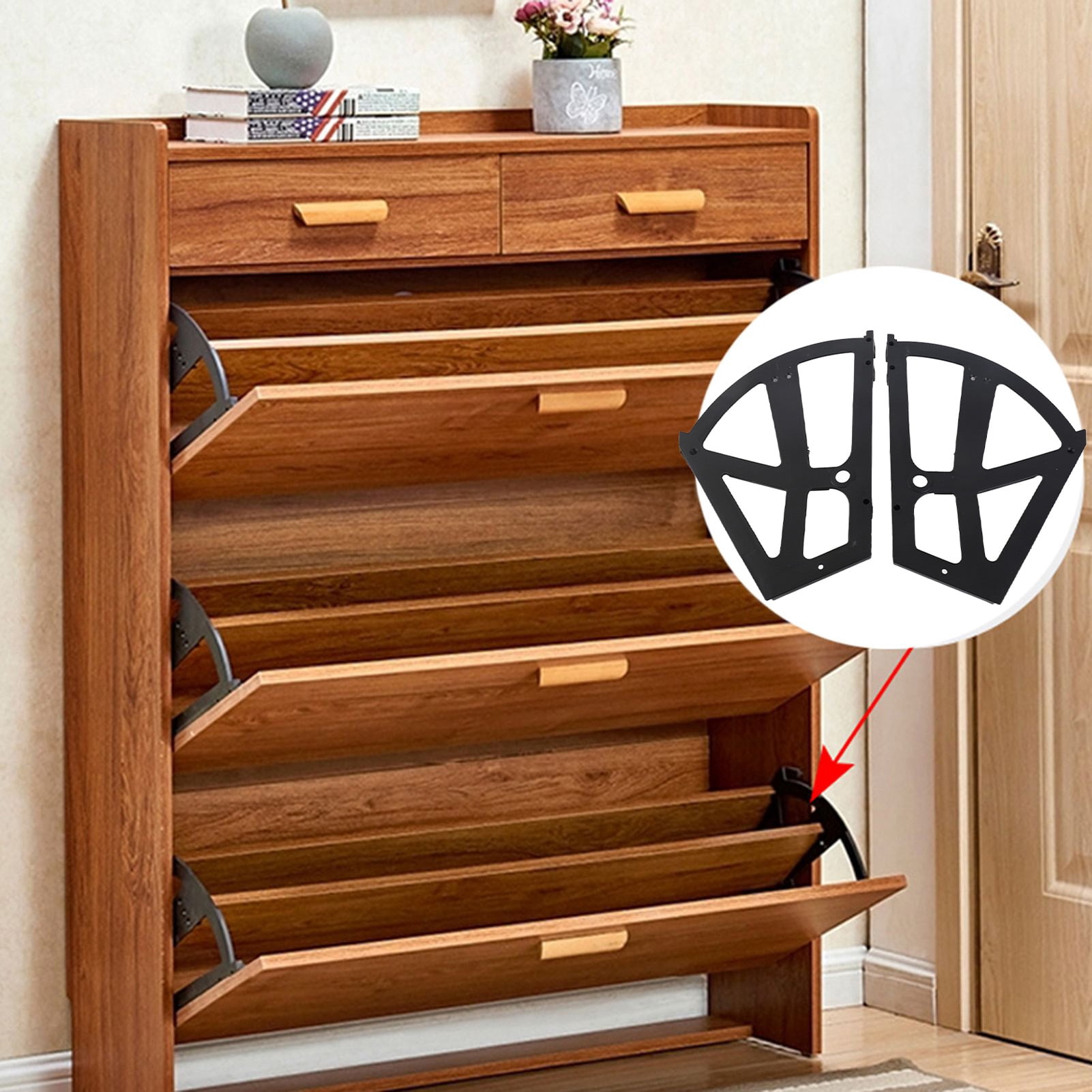 Furniture Flip Rack Kit, 4Pcs Shoe Cabinet Hinges for Increased Storage ...