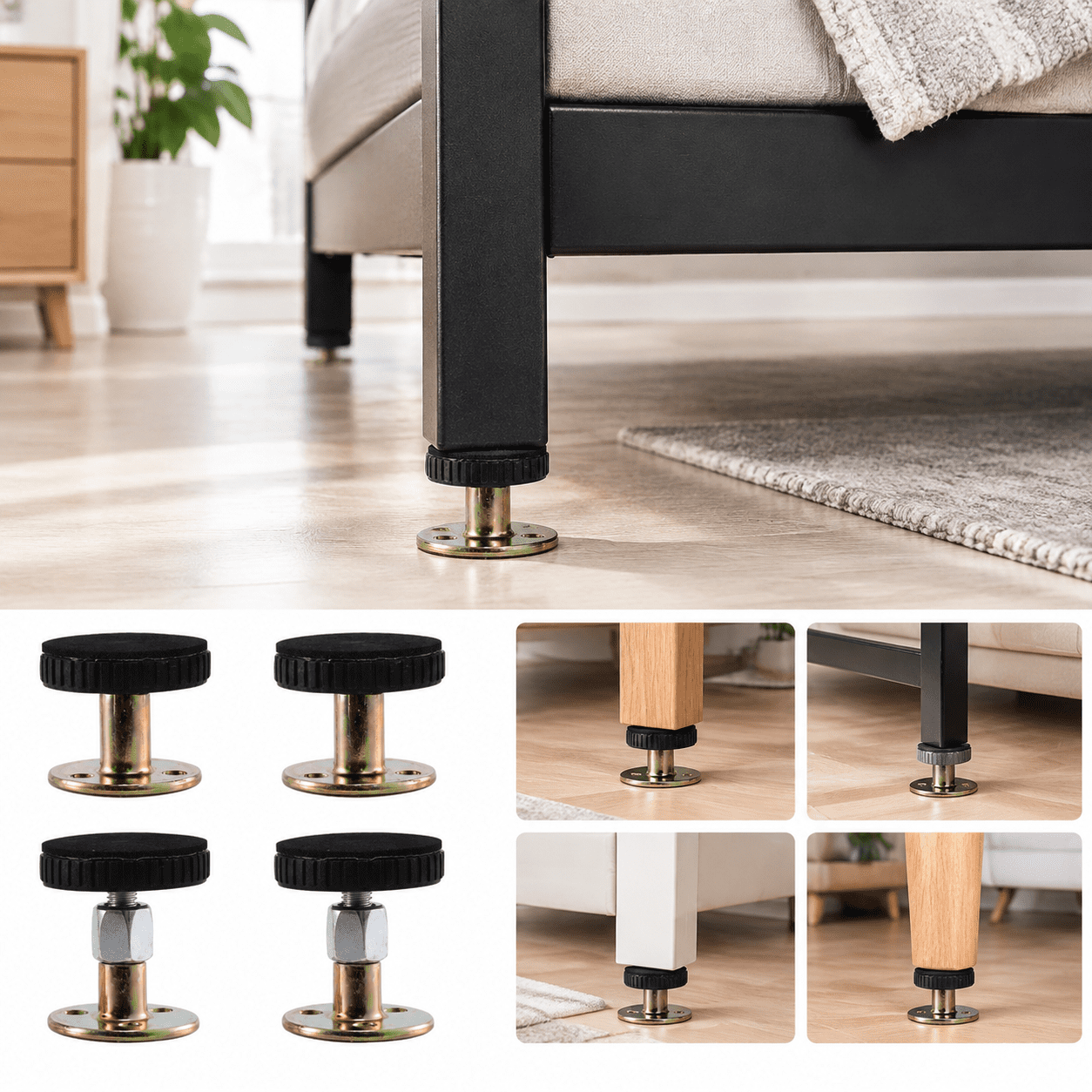 Furniture Floor Protector Bed Base Stabilizer Cushion Grip Adjustable ...