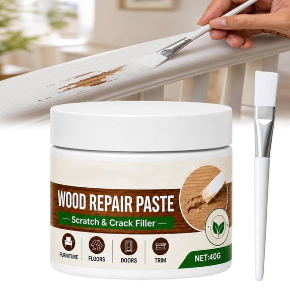 Furniture & Floor Repair Paste, Wood Repair Paste for Furniture and Floor, Works on Tables, Cabinets & Wooden Floors. Hides Scratches & Scuffs Fast (White,1PC)