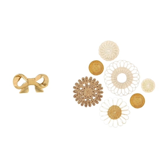 Furniture Handle Drawer Pull Wall Art Set Brass Rattan Bowknot Durable Material for Hallway Kitchen Living Room