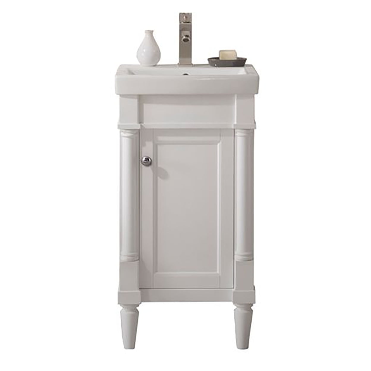 White Ceramic Top Single Freestanding Bathroom Vanity