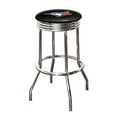 thumbnail image 1 of The Furniture King Bar Stool 24" or 29" Tall Backless Chrome Metal Stool Featuring Your Favorite Baseball Team Logo on a Colored Vinyl Swivel Seat Cushion - Blue Jays on Black, 1 of 2
