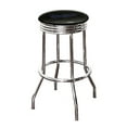 thumbnail image 1 of The Furniture King Bar Stool 24" or 29" Tall Backless Chrome Metal Stool Featuring Your Favorite Baseball Team Logo on a Colored Vinyl Swivel Seat Cushion - Dodgers on Black, 1 of 2