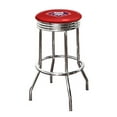 thumbnail image 1 of The Furniture King Bar Stool 24" or 29" Tall Backless Chrome Metal Stool Featuring Your Favorite Baseball Team Logo on a Colored Vinyl Swivel Seat Cushion - Phillies on Red, 1 of 2