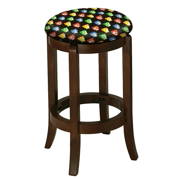The Furniture King Wood Bar Stool Espresso Finish 24" Tall Kitchen Game Room Stool with Your Favorite Novelty Theme Fabric Covered Swivel Seat Cushion (Beatles Faces)