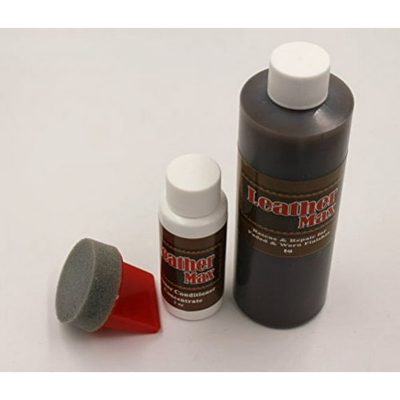 Furniture Leather Max Leather Restorer and Refinish Kit / 8 Oz Restorer / 2 Oz Conditioner / Sponge (Leather Repair) (Vinyl Repair) (Cream)