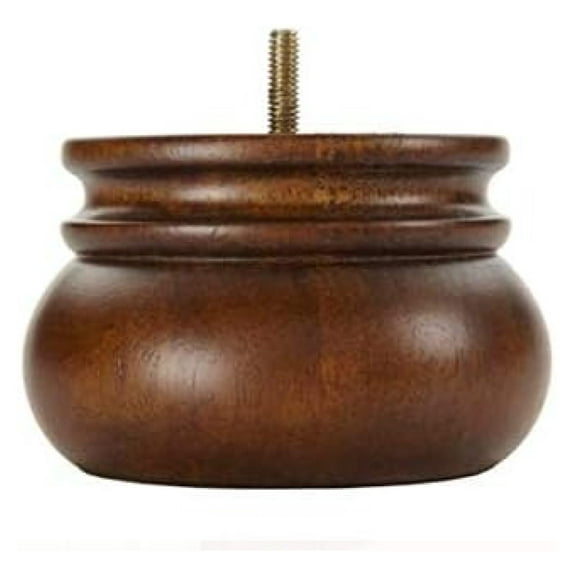 Furniture Legs 3" Solid Wood Bun Feet - Set of 4 Walnut Brown - Sofa, Chair, Ottoman, Bed Replacement Legs - DIY Home Decor Upgrade