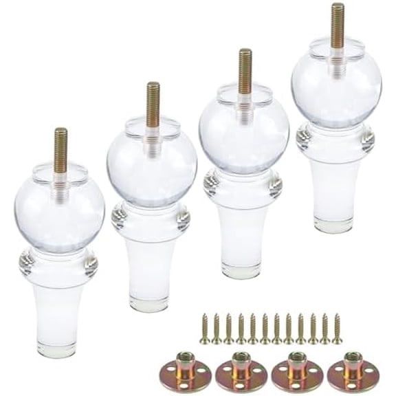 Furniture Legs 5.9" Height Modern Acrylic Couch Sofa Bench Dresser Legs with Mounting Hardware for Couch Table Chair Sofa Feet Replacement Cabinet Leg, 4 Packs$$Tools & Hardware Other