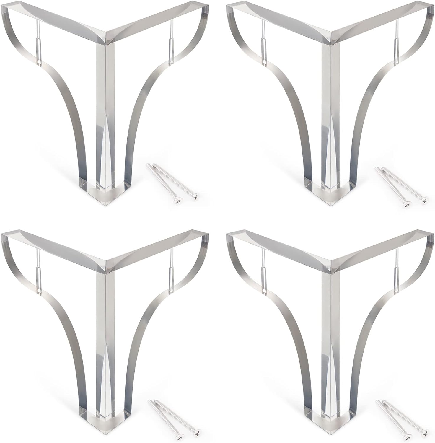 Furniture Legs 6" Height, LShape Hard Tapered Design, Replacement Kit