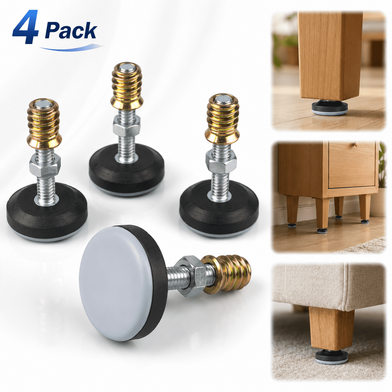 Furniture Leveler PTFE(Teflon) Bottom(28mm Base 1/4-20,8 Pack),Threaded ...