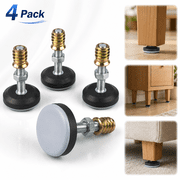Furniture Leveler PTFETeflon Bottom28mm Base 1/4-20,8 Pack,Threaded Shank Adjust Pads,Table/Chair/Cabinet/Sofa Medium Adjustable Legs Leveling,Nuts Installation and Floor Protection