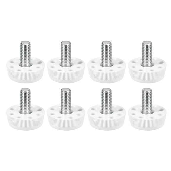 Furniture Leveling Feet, 16 Pack 30 x M8 x 18mm - Male Thread Knurled Knobs, Furniture Adjustable Leveler (White)
