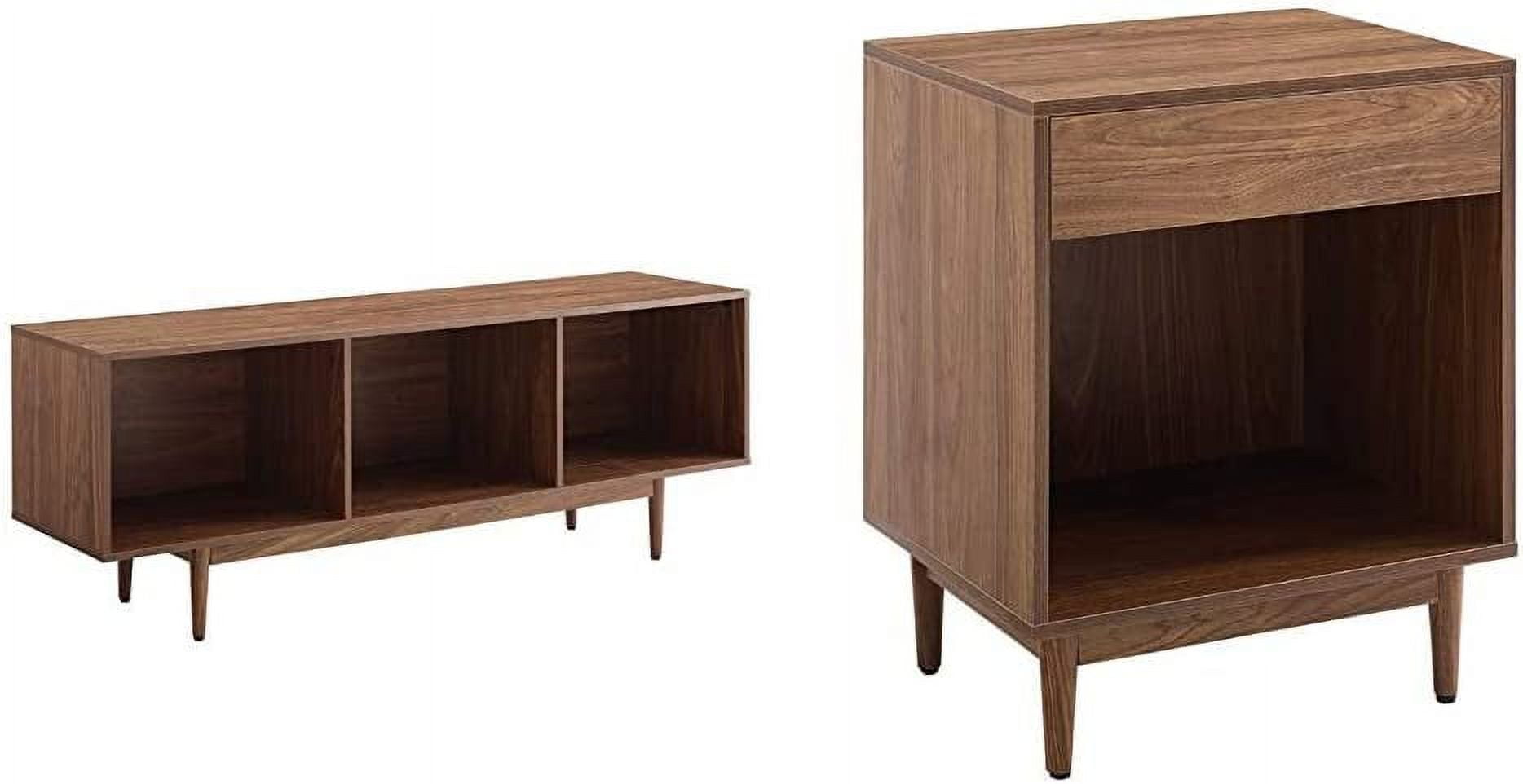 Furniture Liam MidCentury Record Storage Console Medium Walnut