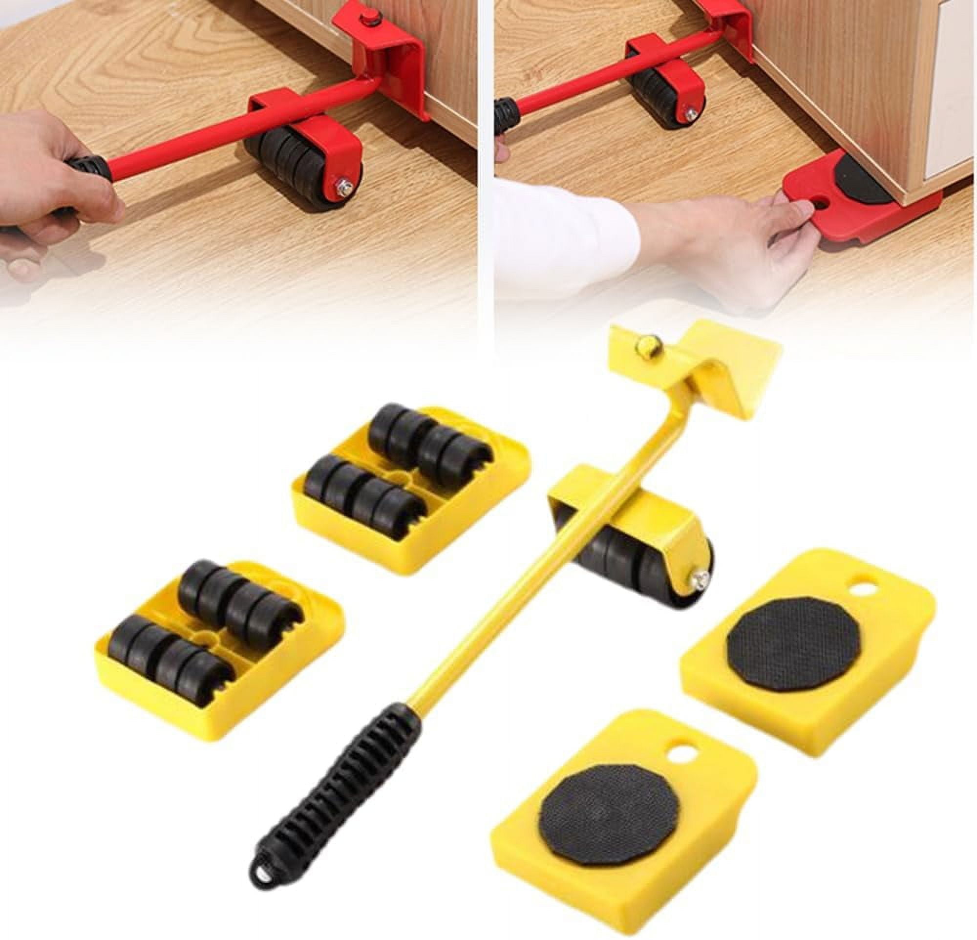 Furniture Lift Mover Tool Set With Wheels - Adjustable Lever & Sliders For Moving Heavy Couches, Fridges Solo