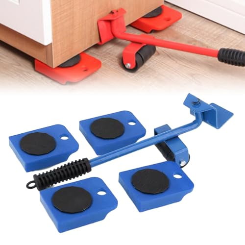 Furniture Lift Mover Tool Set,Heavy Duty Furniture Movers Sliders with Adjustable Height Lifting Tool & Wheels,Furniture Mover Tools Lifters for Heavy Furniture (Blue,Lifting Capacity: 220 LBs)