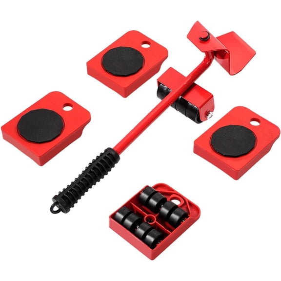 Furniture Lifter Mover Tool Set with Wheels Heavy Duty Moving Dolly Kit for Sofa Bed Cabinet Washing Machine Appliance Sliders Rollers Easy Moving Tool llantas para Mover muebles (RED)