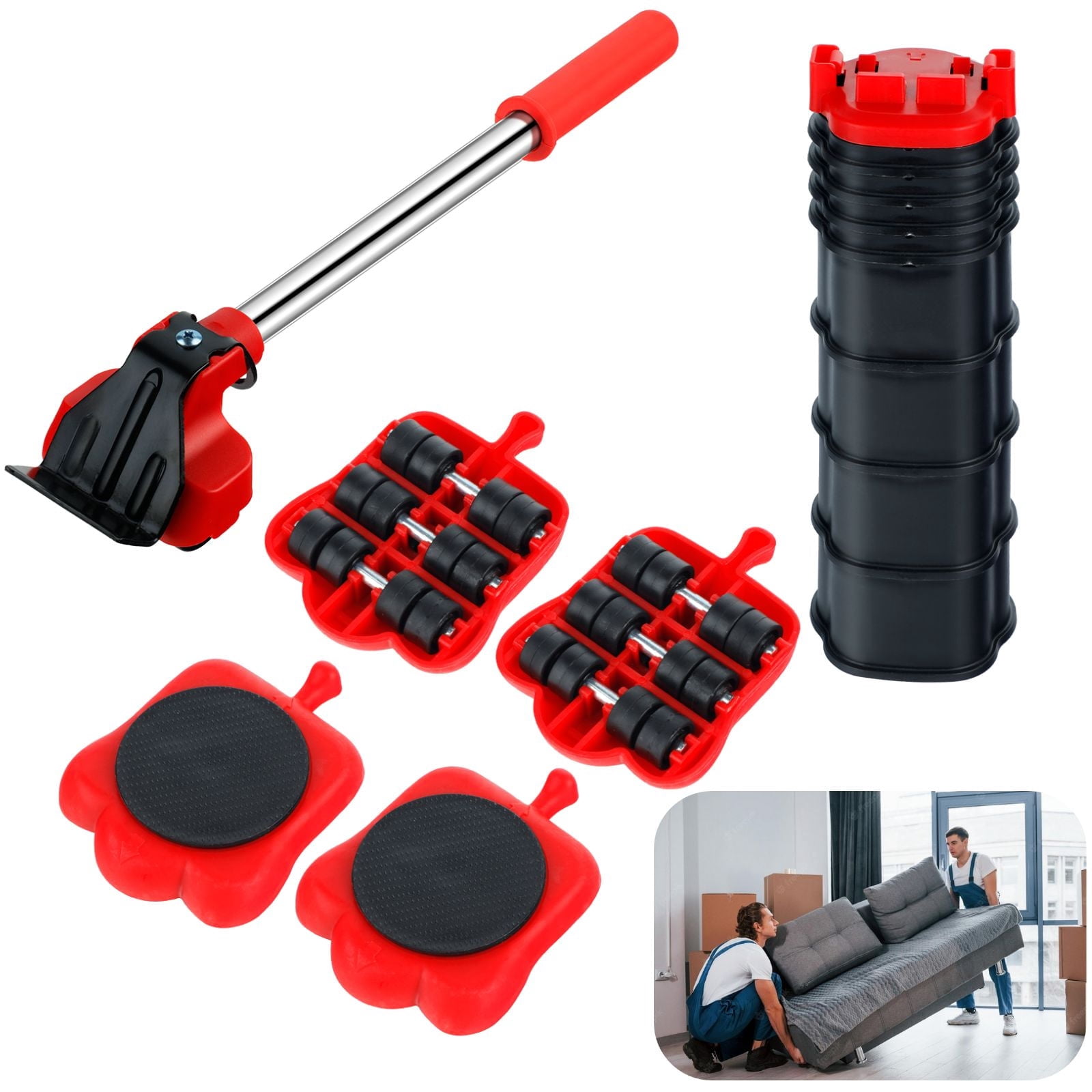 Furniture Lifter and Roller Set 14 Pcs Easy Furniture Mover Set Heavy-Duty Furniture Transport Slider with Load Capacity Up to 150kg/330lbs for Safe
