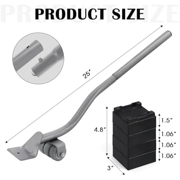 Furniture Lifter Tool, Appliance Furniture Metal Lifters for Heavy Furniture Movers Sliders Wheels Easily Safe to Move Sofa Refrigerator Washing Machine (1 Lifter Tool 4 Raise Blocks) Grey