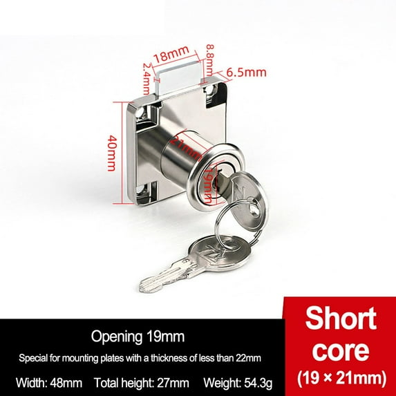 Furniture Lock Cabinet Lock Home Security Zinc Alloy 2pc With 1 Lock For 22 / 32MM Replacement Home Improvement