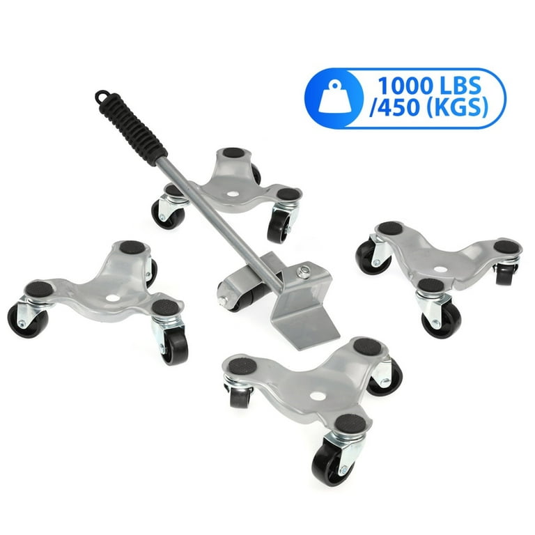5Pcs/Set Heavy Furniture Mover & Lifter Tool Kit, Assemble Dollies with 360 Rotation Wheels, Up Load 1100lbs, Size: One size, Silver