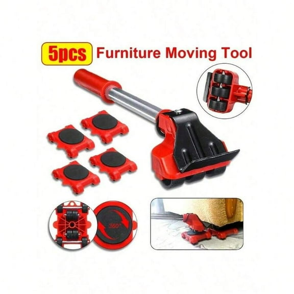 Furniture Mover Tool Set with Wheels 5 Piece Heavy Duty Furniture Lifter and Mover Tool Kit 360 Degree Rotatable Moving Sliders Dolly for Sofas Couches Cabinets