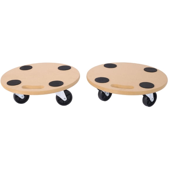 , Furniture Moving Dolly, Heavy Duty Wood Rolling Mover with Wheels for Piano Couch Fridge Heavy Items, Securely Holds 500 Lbs (2pcs 15" Round Platform), Natural ,Mdf ,