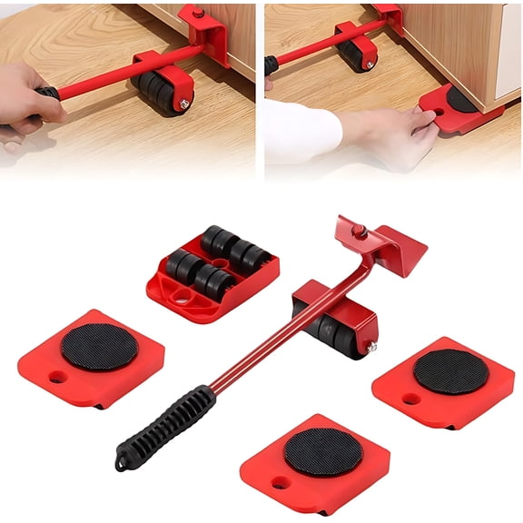 Furniture Moving Tool Set, Heavy Duty Furniture Lifter with 4pcs 360 Swivel Sliders, Appliance Mover Dolly for Sofa Bed Fridge Cabinet Household Moving