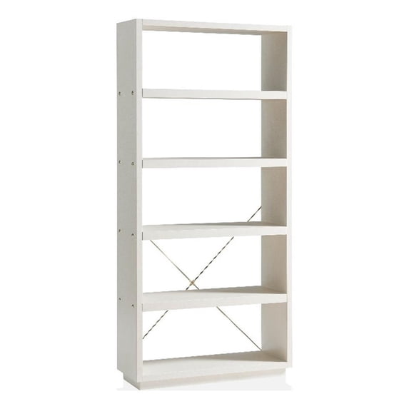 Furniture Of America Kunskap Wood 5 Open Shelves Bookcase in Cream Weave