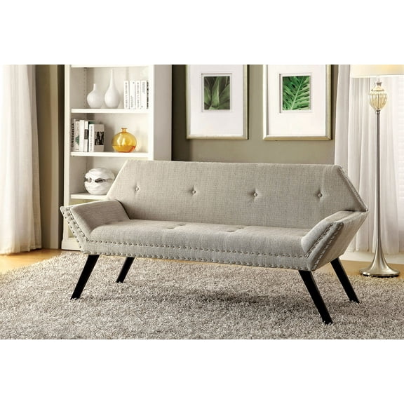 Furniture Of America Sondra Tufted Beige Fabric Upholstered Backed Seating Bench