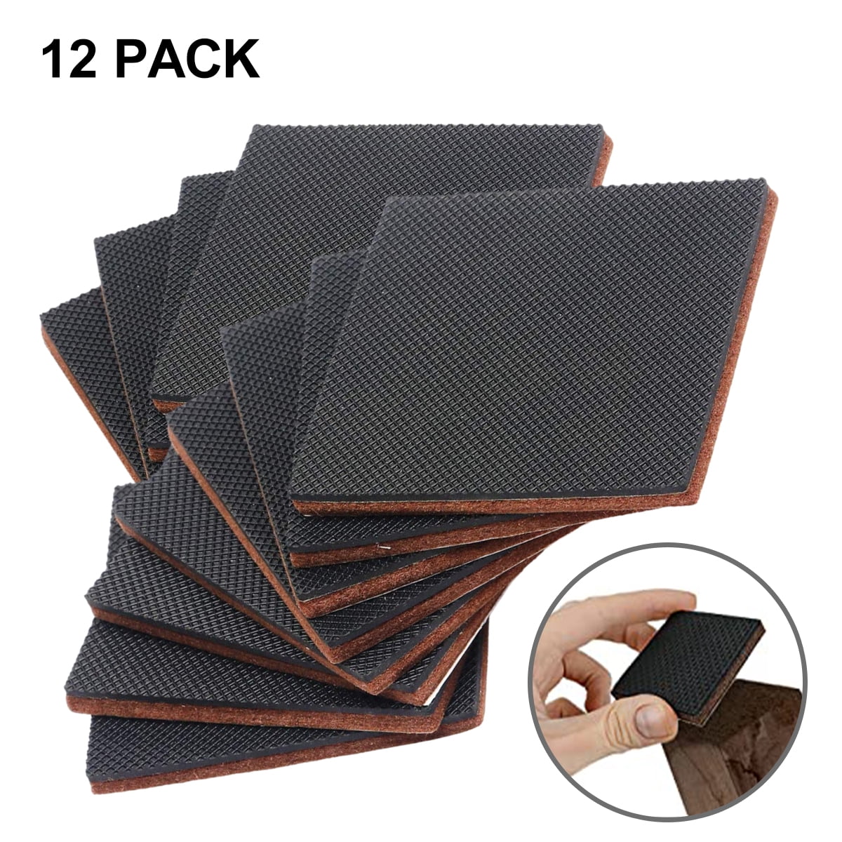 12 PCS 3” Non Slip Furniture Pads! Self Adhesive Rubber Grips for Wood, Carpet Protection