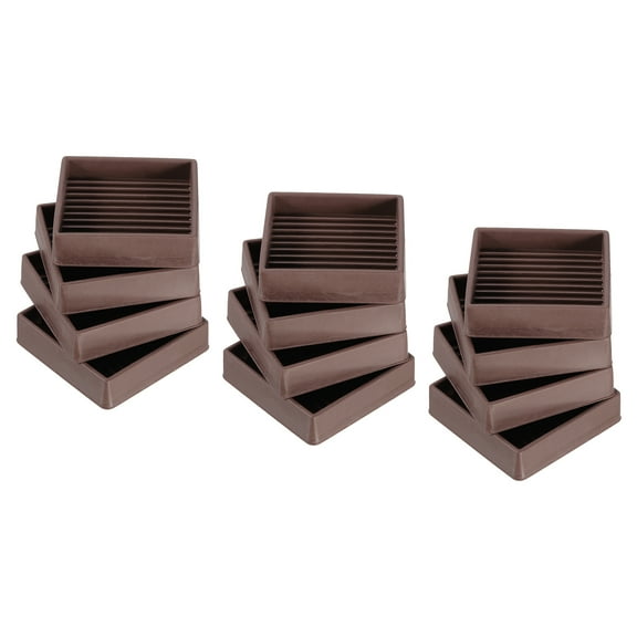 Furniture Pads, 12Pcs 2'' x 2'' - Square Rubber Chair Leg Floor Protectors, Non-slip Caster Cup (Brown)