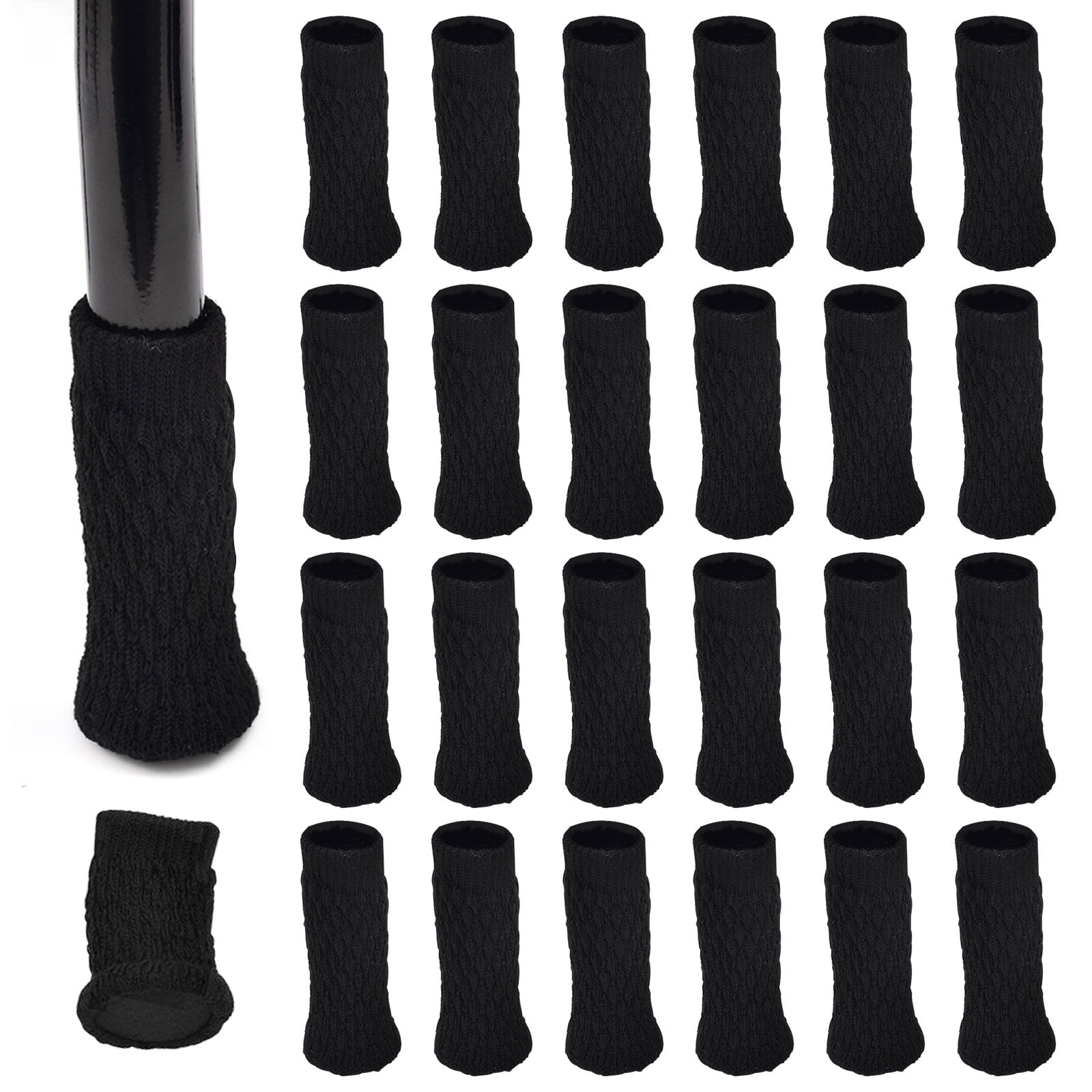 24Pcs Black Knitted Furniture Leg Socks, Chair Sliders, Easy Feet