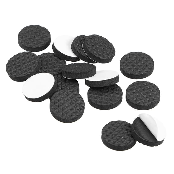 Furniture Pads, Adhesive EVA Pads 20mm Dia 4mm Thick Round Black 16Pcs