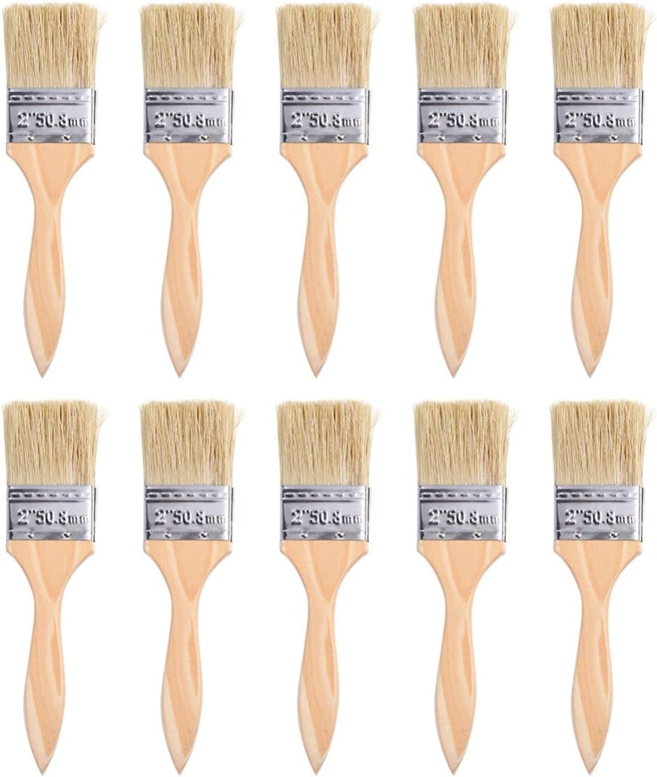 Furniture Painting Brushes Round Hair Brush 10Pcs Wax Brush Set Natural