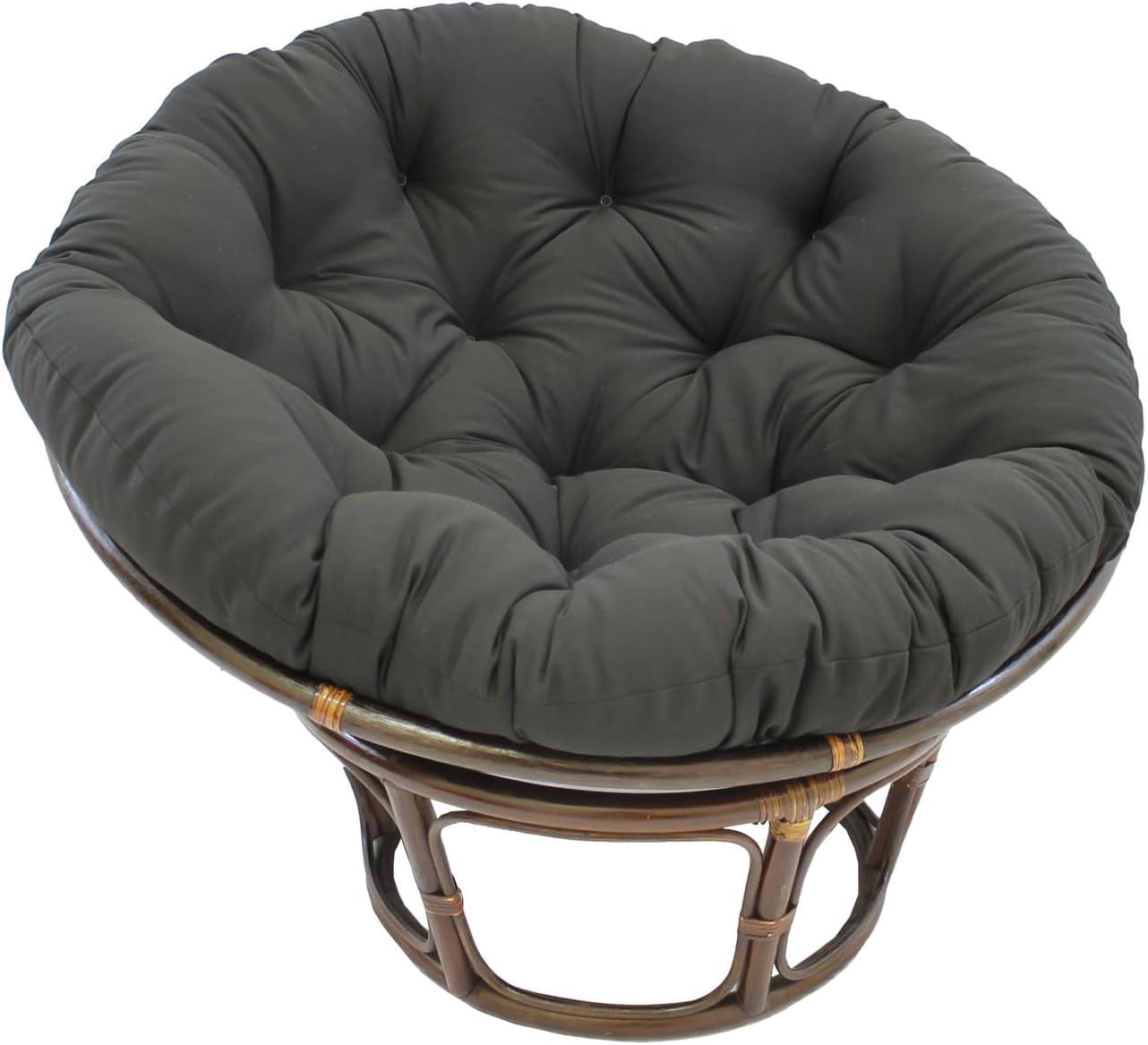 Furniture Piece 42-Inch Rattan Papasan Chair with Solid Twill Cushion ...