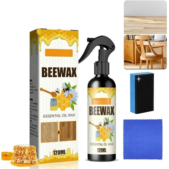Furniture Polish Beeswax Spray - Natural Micro-Molecularized Beeswax Spray, Wood Cleaner and Polish for Floor Table Chair Cabinet Home Furniture to Shine and Protect