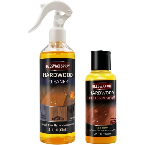 Furniture Polish Kit: Wood Cleaner Spray & Nourishing Care Oil  For Floors, Kitchen Tables, Desks & All Home Wood Furniture (300ml+120g)