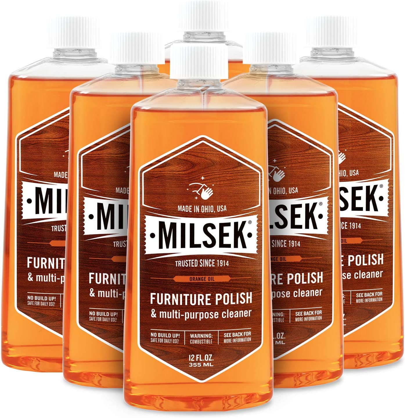 Furniture Polish Oil MultiPurpose Cleaner, 6 Pack, Clear Orange, 6