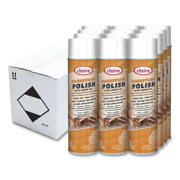 Furniture Polish with Lemon Oil, Lemon Scent; 19 oz Aerosol Spray, Dozen Furniture Polish with Lemon Oil, Lemon Scent; 19 oz Aerosol Spray, Dozen