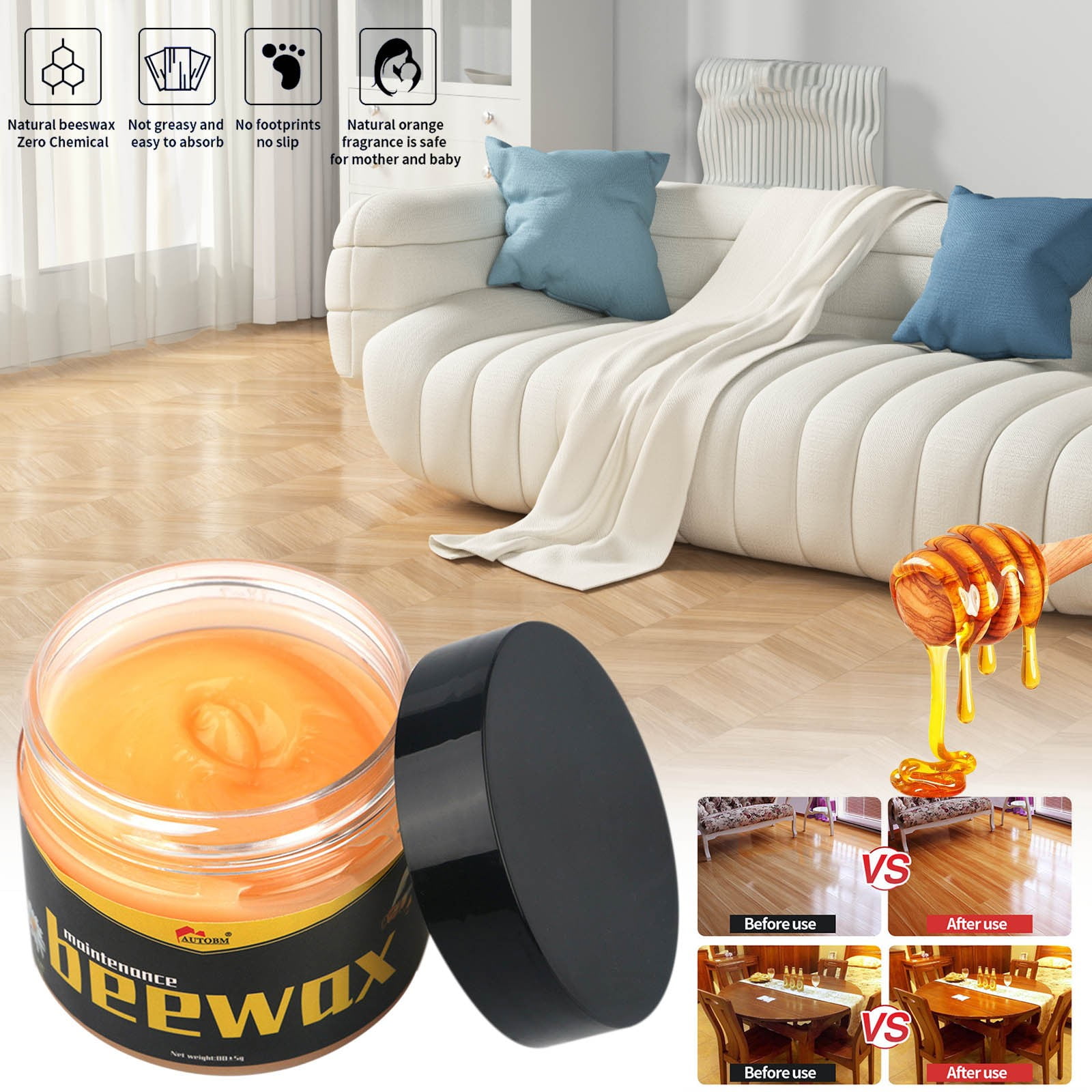 Natural Micro-Molecularized Beeswax Spray, Beeswax Spray Furniture Polish,  Furniture Care, Used for Floor Table Chair Cabinet Home Furniture to Shine