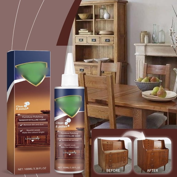 Furniture Polishing Crystal Coating , Nanocrystalline, Moisturizes, Reduces Cracks, for Solid Wood and Composite Boards, Easy Application, 100ml