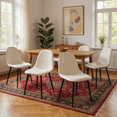 thumbnail image 1 of Homy Casa Set of 4 Retro Dining Chairs Vintage Upholstered Side Chairs with Ergonomic Curved Back and Sturdy Metal Legs for Dining Room Kitchen and Apartment, 1 of 6