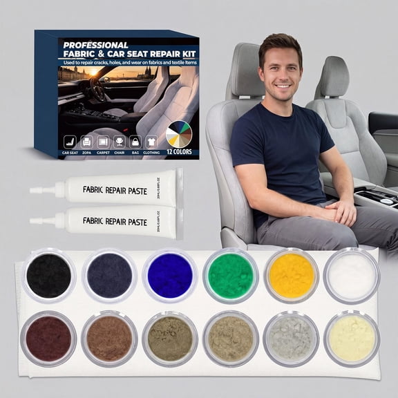 Furniture Repair Kit, Couch Repair Kit, Sofa Damage Fix, Furniture Tear Fix, 2Pcs 20Ml Fabric Glue For, 12 Fabric Dye Powder, Complete Fabric Patch Tool Set 6X5X1.5 in for Worn