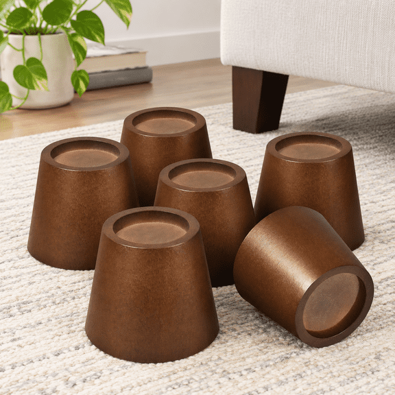 Furniture Risers 3 Inch Round Set of 6, Heavy Duty Wooden Lifts for Bed, Table, Sofa, Desk