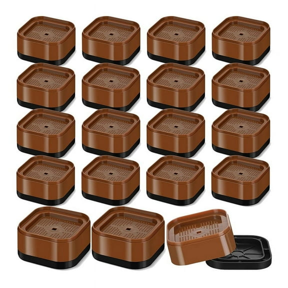 Furniture Risers Adjustable Bed Risers Desk Leg Risers 1.38Inch Stackable Heavy Duty Bed Lifts Riser Brown & Black Plastic