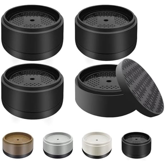 Furniture Risers Bed Risers Heavy Duty 1 inch, 2 inch, 3 inch, 4 inch Round Adjustable Bed Lifts Riser for Desk Legs Table Couch Sofa Chair Refrigerator Washing Machine (1 Inch, Black, 4 Pack )